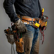 © SRpix - Male construction worker wearing a tool belt.
