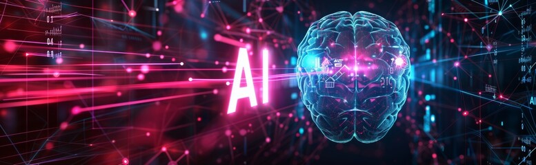 Wall Mural - ai artificial intelligence abstract digital technology microchip brain with neural network connectio