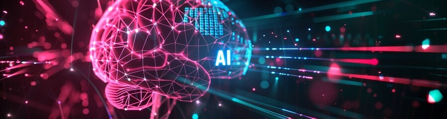 Wall Mural - ai artificial intelligence abstract digital technology microchip brain with neural network connectio