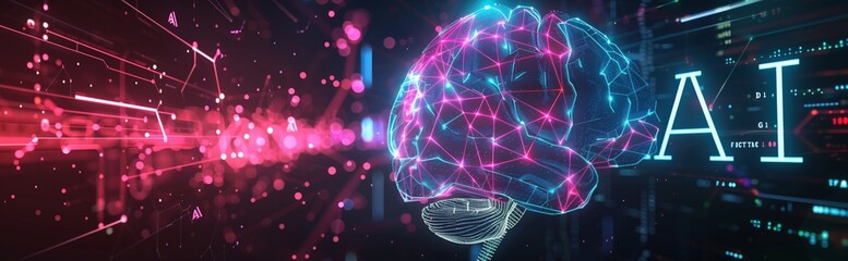Wall Mural - ai artificial intelligence abstract digital technology microchip brain with neural network connectio