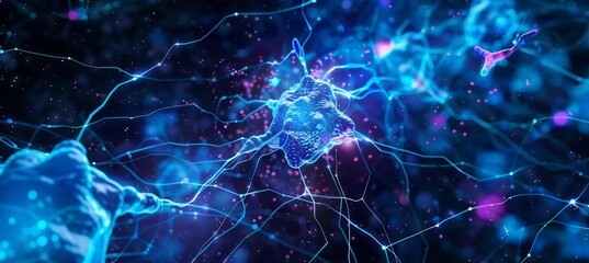 Wall Mural - ai artificial intelligence abstract digital technology microchip brain with neural network connectio