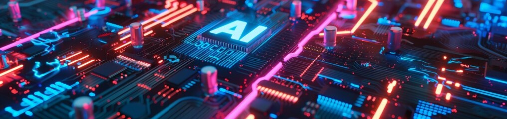 Wall Mural - ai artificial intelligence abstract digital technology microchip brain with neural network connectio