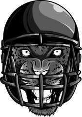 Wall Mural - Cool animal wearing rugby helmet Extreme sport game Wild cat Leopard