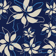 © Paradox-D - A hand drawing fashion textile vector. Floral textile tropical bicolor flower and leaves miniprint flowers geometric textile cloth. Seamless hand drawing pattern style.