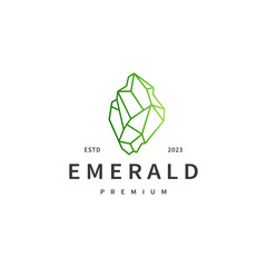 Wall Mural - emerald gem logo design with line art style 4