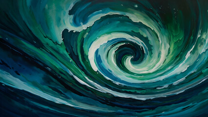 Wall Mural - An abstract color background of swirling azure and emerald hues