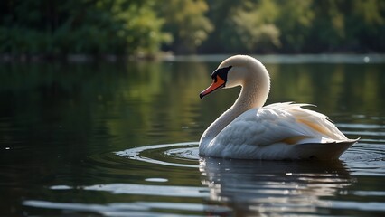 Sticker - swan on the lake