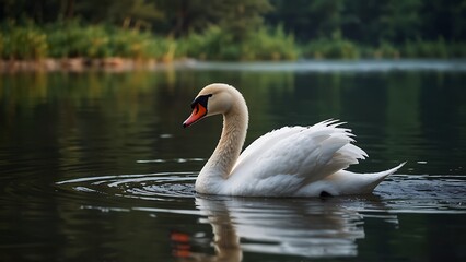 Sticker - swan on the lake