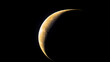 Glowing crescent moon isolated on black background