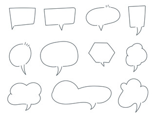 Ballon text, set of hand drawn bubble chat outline style