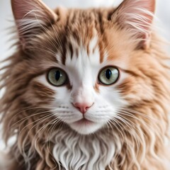 Canvas Print - AI generated illustration of a cat with multiple green eyes making eye contact with the camera