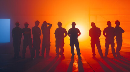 Aufkleber - Silhouette of staff as a team to prepare to welcome the 2024Happy New Year 2024Construction 2024 concept : Generative AI