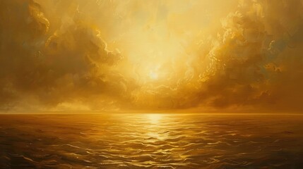 Wall Mural - Golden sky and ocean