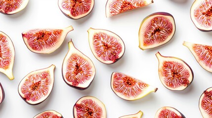 Sticker - Sliced fig fruits isolated on a white background