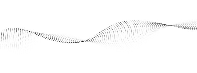 Wall Mural - abstract flowing dots particles wave curved lines on transparent background. black halftone gradient