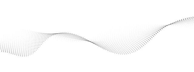 Wall Mural - flowing wavy dots particles wave pattern curve halftone gradient lines shape isolated on transparent