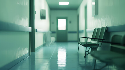 Poster - Hospital hallway reception clinic Unfocused background : Generative AI