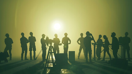 Aufkleber - Construction 2024 concept Silhouette of staff as a team to prepare to welcome the 2024Happy New Year 2024 : Generative AI