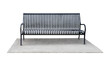 © bcdesign - Elegant metal bench on concrete base. Park bench isolated on transparent background. Black bench with armrests. Front view. PNG image.
