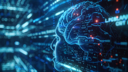 Wall Mural - AI Machine learning in science ai network futuristic intelligence datum machine cyber digital concept.