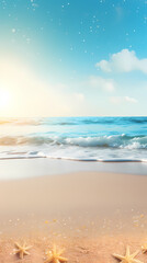 Wall Mural - Beautiful sandy beach with gentle waves lapping at the shore
