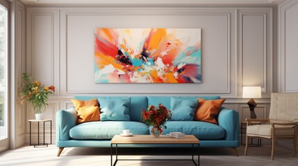 Brighten up your living space with this stunning abstract painting. Perfect for adding a touch of contemporary style to any room.