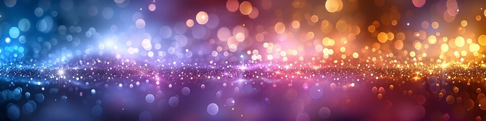 Wall Mural - pastel rainbow glitter bokeh mainly in pink blue and gold.