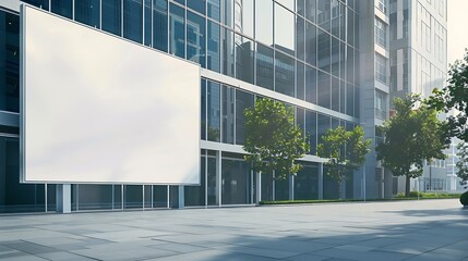 Poster - Blank white advertising billboard in front of the modern office building : Generative AI