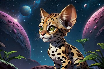 Wall Mural - Margay in space 