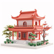 © lin - 3D rendering of Chinese style ancient architectural scene, Chinese style architectural scene concept illustration