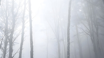 Aufkleber - Forest covered in white fog : Generative AI