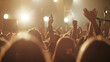 © Generative AI - cheering crowd at rock concert in front of bright lights : Generative AI
