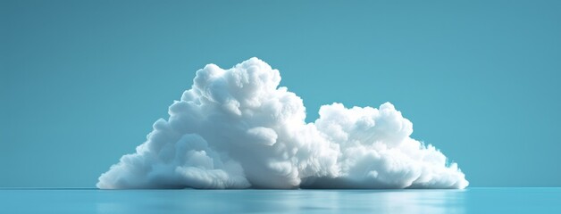 Poster - 3D rendering of a white cloud on a blue background. A soft