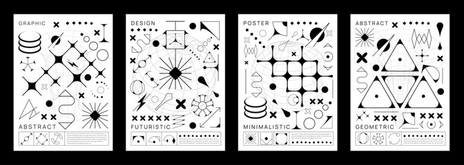 Wall Mural - brutal y2k posters with geometric line shapes. futuristic backdrop or minimalistic vector background