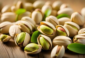 Poster - A pistachio nuts on a wooden cutting board 