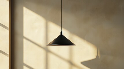 Poster - Modern pendant lamp and shadow on beige wall