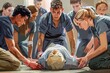 © Anutha - Diverse group learning cpr techniques illustration