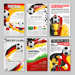 Wall Mural - Germany 2024 euro soccer cup posters. Vector football-themed templates with colorful backgrounds, soccer balls, grass, trophy and team players. Layouts promote sports events, clubs, and championships