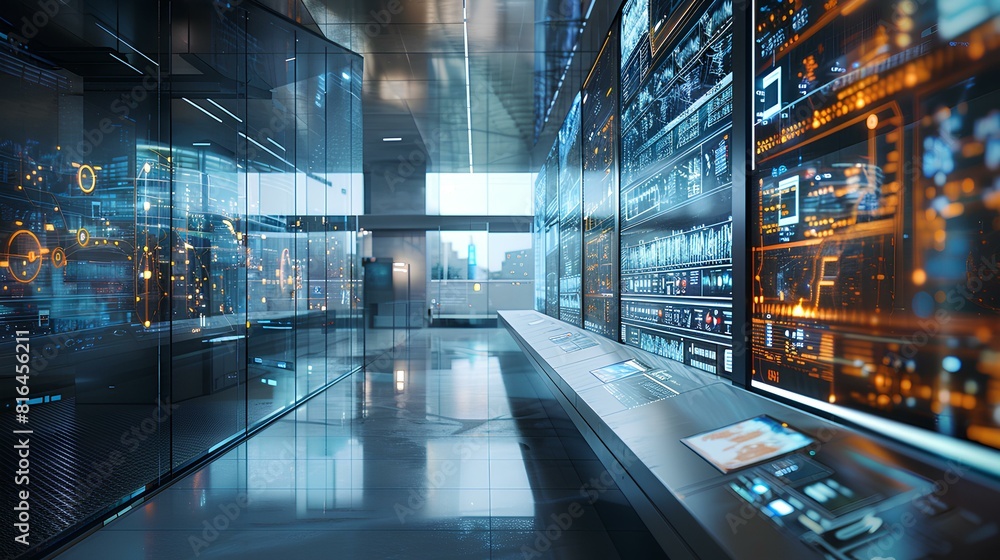 Data Center Interactive Modern Data Center with Interactive Digital Displays,A state-of-the-art ...