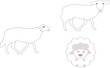 © Yanti Design - Vector Illustration Geometric heep with wool hand drawn outline doodle icon, vector for edi adha, Sheeps in different poses isolated on white background