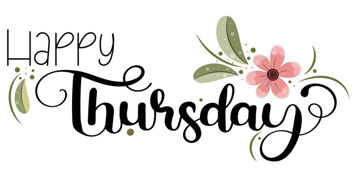 happy thursday. hello thursday vector days of the week with flowers and leaves. illustration (thursd