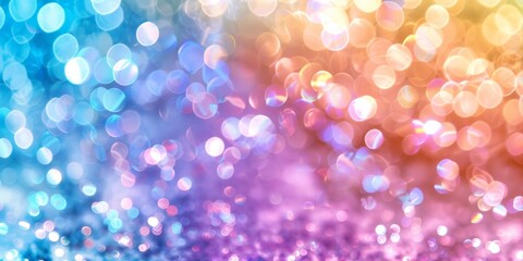 Wall Mural - sparkle pastel glitter bokeh background. colorful rainbow texture unfocused water droplet wallpaper.