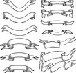© liubov - Set of hand drawn banners, flags, ribbons. Design element for banner, sign, poster, decoration. Vector illustration