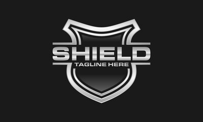 simple shield strong logo, shield symbol for security company vector illustration