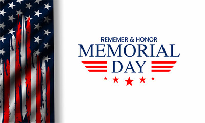 Wall Mural - Memorial Day Background Text Design. Remember and honor ,Honoring All Who Served. Vector Illustration.