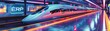 © chayantorn - High-speed train system managed by ERP, control room with monitors, sleek and fast, futuristic illustration