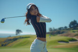Fototapeta  - ゴルフをする女性