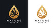 © sang - Natural Fresh Water droplets or droplets with flowers for natural beauty extract oil logo design