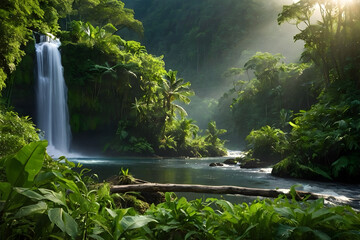 A landscape of a forest with peaceful background