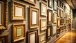 A close-up of empty frames on a gallery wall, waiting to be filled with captivating artwork and stories.